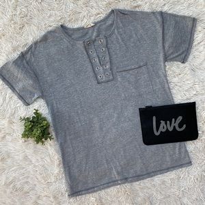 BiBi Reverse Stitch SS Top 💗 Gray